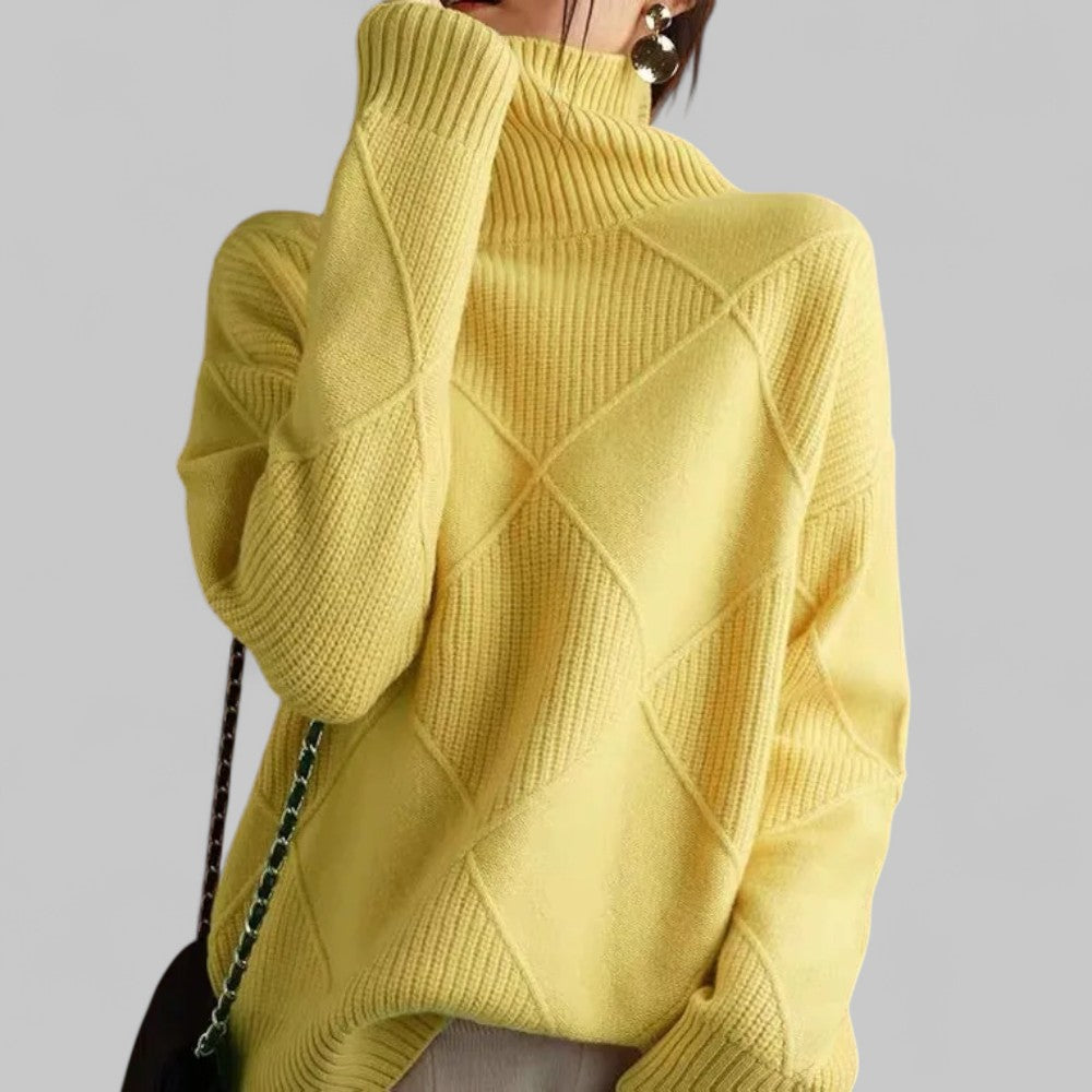 Barbara Oversized Patterned Turtleneck Sweater